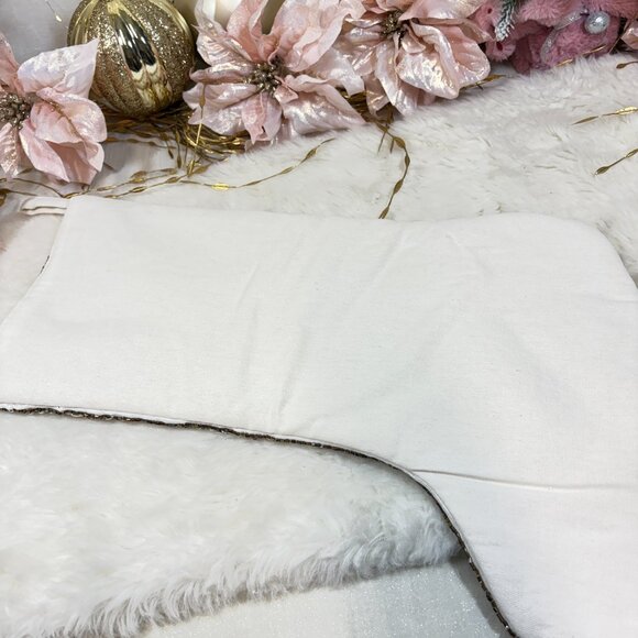 Tahari Gold Silver Beaded Christmas Holiday Stocking 22" - Picture 6 of 7